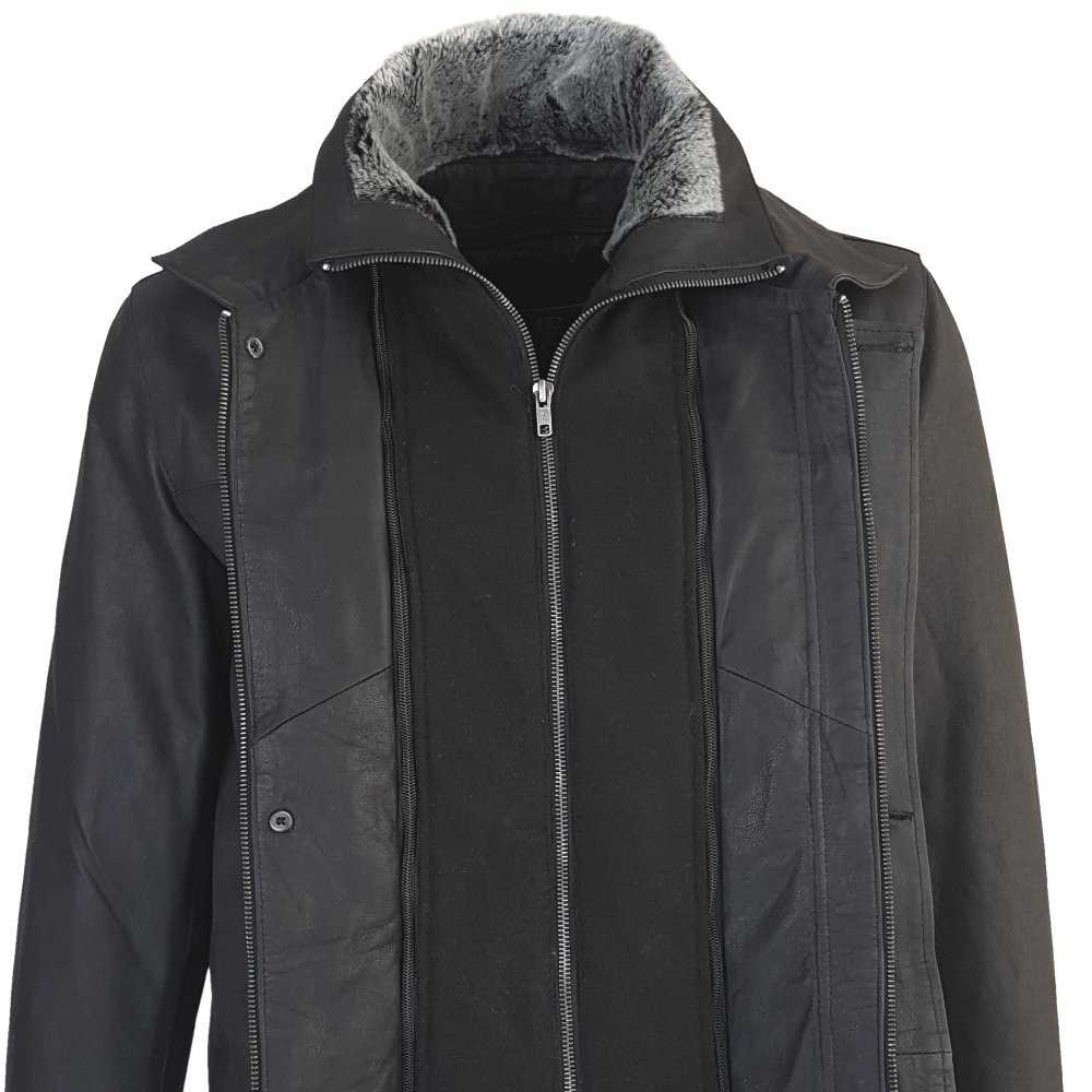  veste  cuir homme trois  quart  noir capitaine