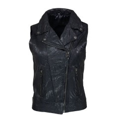 black leather vest woman