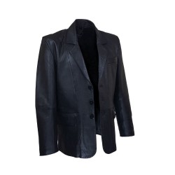 black leather men's blazer